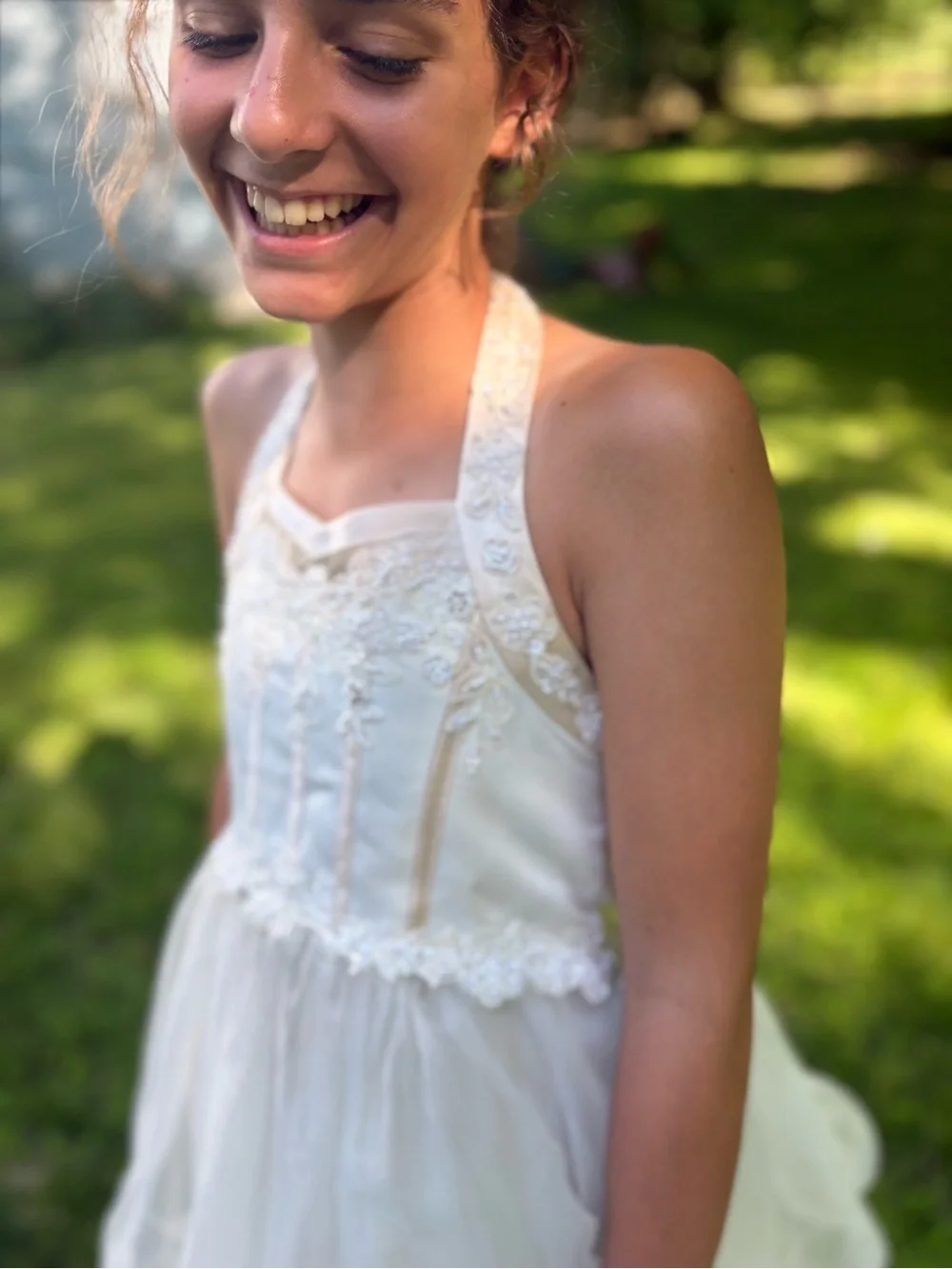 Size 10 David’s Bridal style # h229e ivory rum flower girl dress - Picture 8 of 13